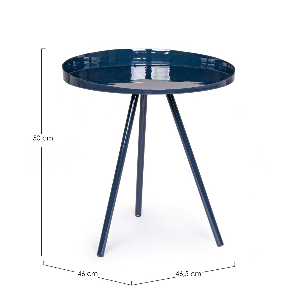 Tavolino Acciaio Blu Moderno da Interno 46.5 cm - KALEB