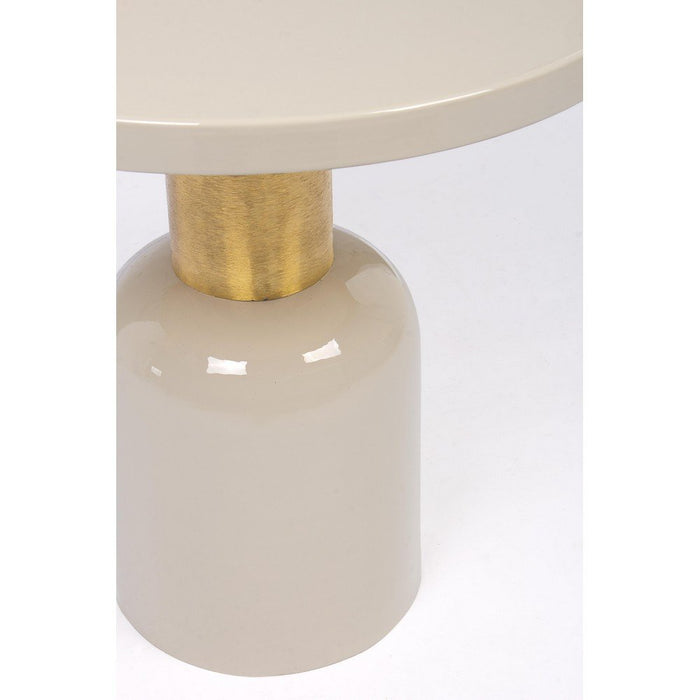 Tavolino Rotondo Acciaio Beige Moderno da Interno 50 cm - KALEB
