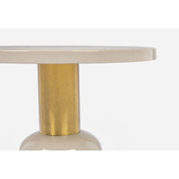 Tavolino Rotondo Acciaio Beige Moderno da Interno 50 cm - KALEB