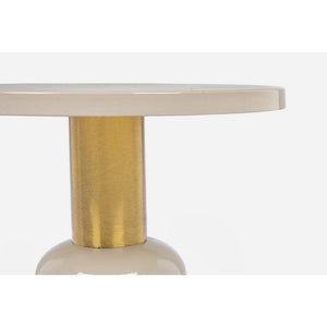 Tavolino Rotondo Acciaio Beige Moderno da Interno 50 cm - KALEB