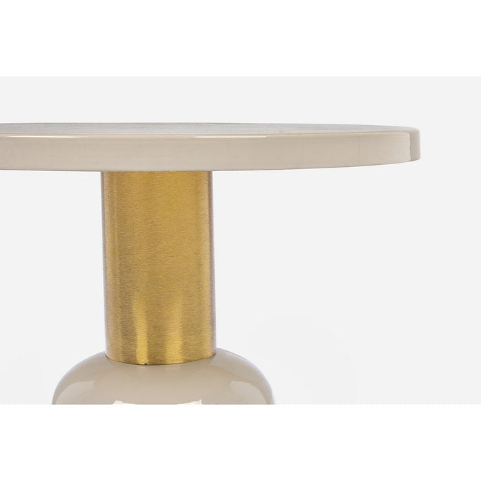 Tavolino Rotondo Acciaio Beige Moderno da Interno 50 cm - KALEB