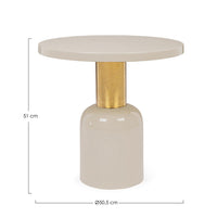 Tavolino Rotondo Acciaio Beige Moderno da Interno 50 cm - KALEB