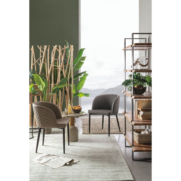 Tavolino Rotondo Acciaio Beige Moderno da Interno 50 cm - KALEB