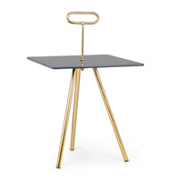 Tavolino in Vetro Grigio Moderno da Interno 40x40 - KALEB