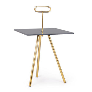 Tavolino in Vetro Grigio Moderno da Interno 40x40 - KALEB