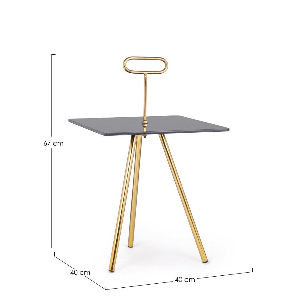 Tavolino in Vetro Grigio Moderno da Interno 40x40 - KALEB