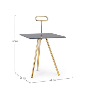 Tavolino in Vetro Grigio Moderno da Interno 40x40 - KALEB