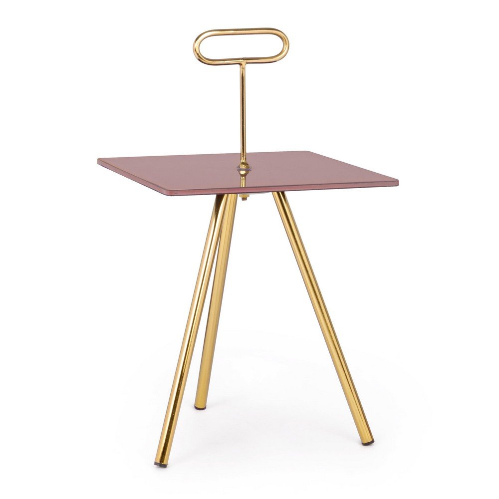 Tavolino Vetro Marrone Moderno da Interno 35x35 cm - KALEB