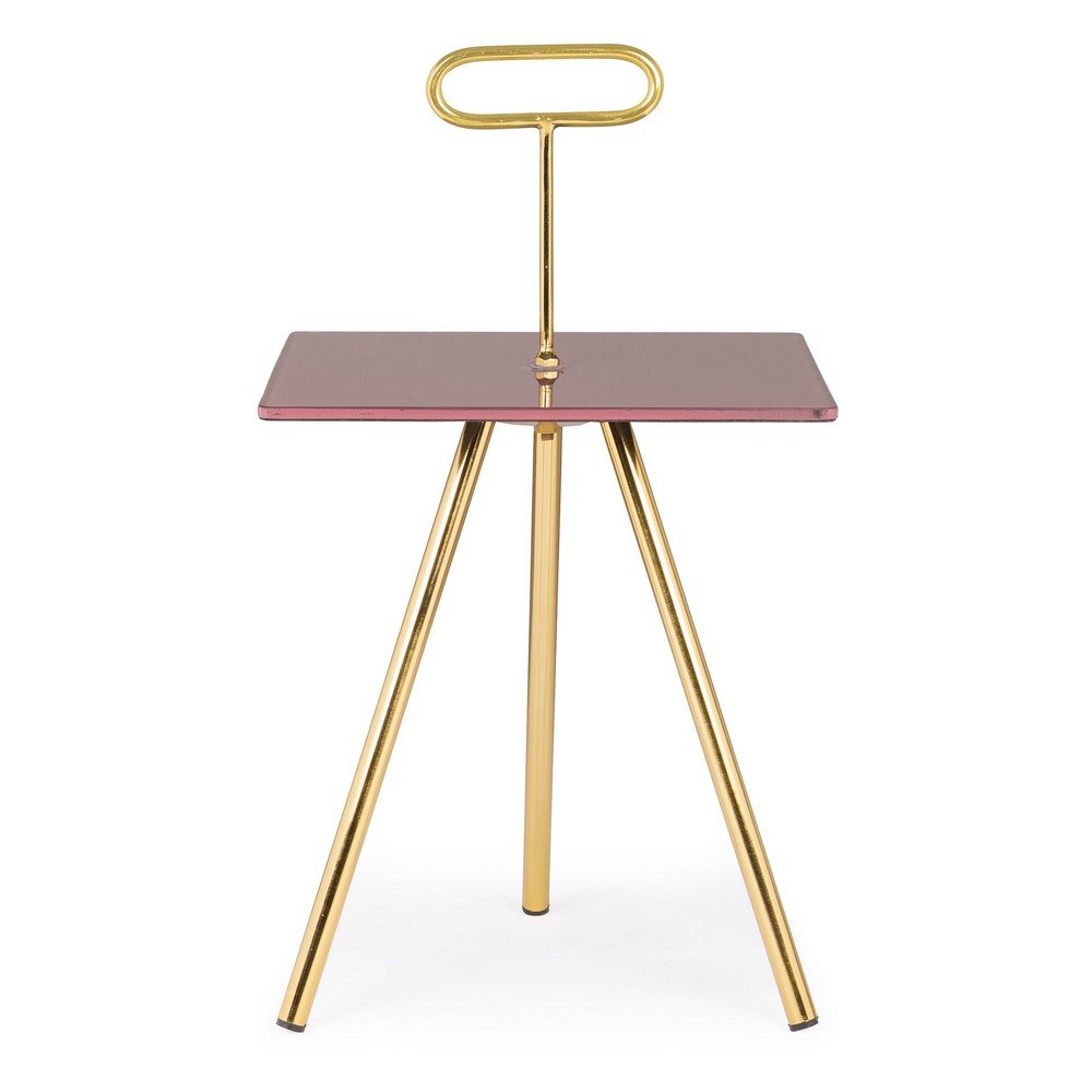 Tavolino Vetro Marrone Moderno da Interno 35x35 cm - KALEB