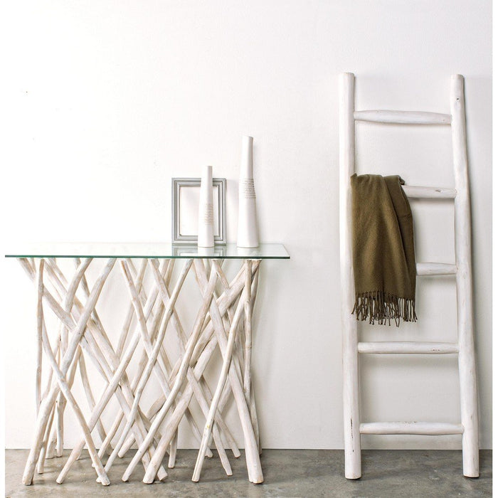 Scala Decorativa in Teak Bianco Rustica da Interno - KAI