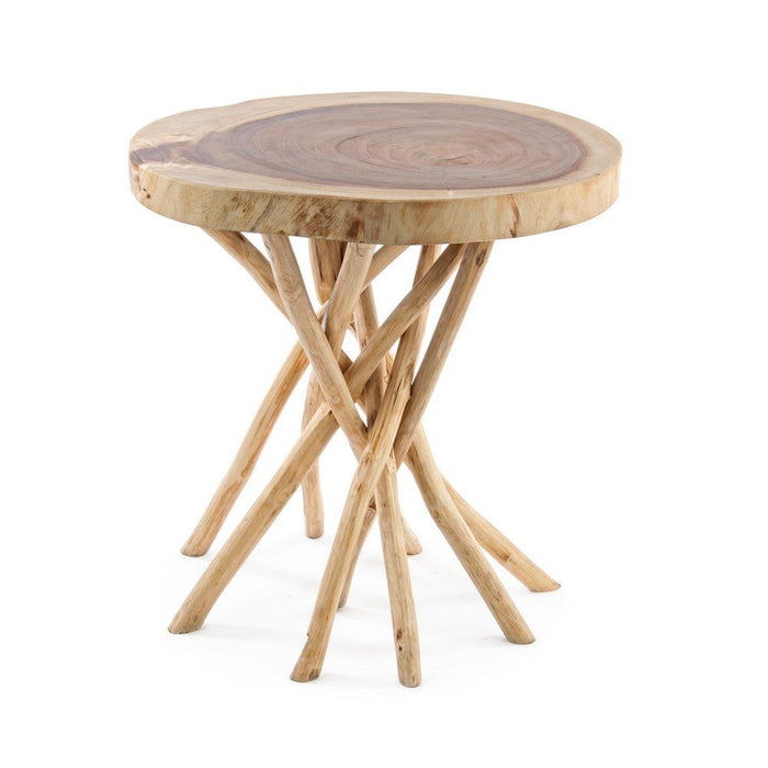 Tavolino in Teak Marrone Rustico da Interno 56 cm - KAI