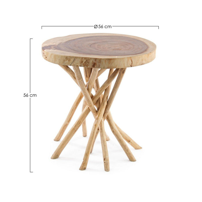 Tavolino in Teak Marrone Rustico da Interno 56 cm - KAI