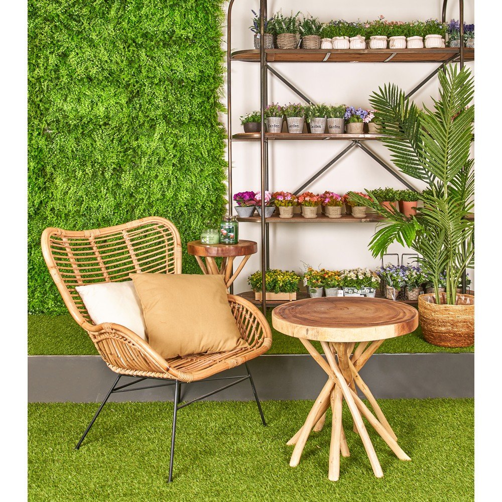 Tavolino in Teak Marrone Rustico da Interno 56 cm - KAI