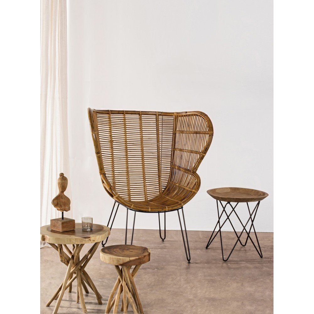 Tavolino in Teak Marrone Rustico da Interno 35 cm - KAI