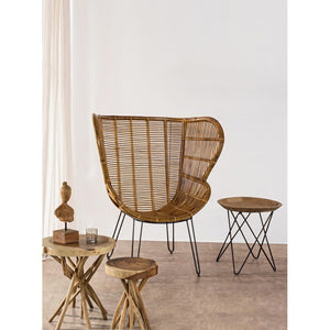 Tavolino in Teak Marrone Rustico da Interno 35 cm - KAI