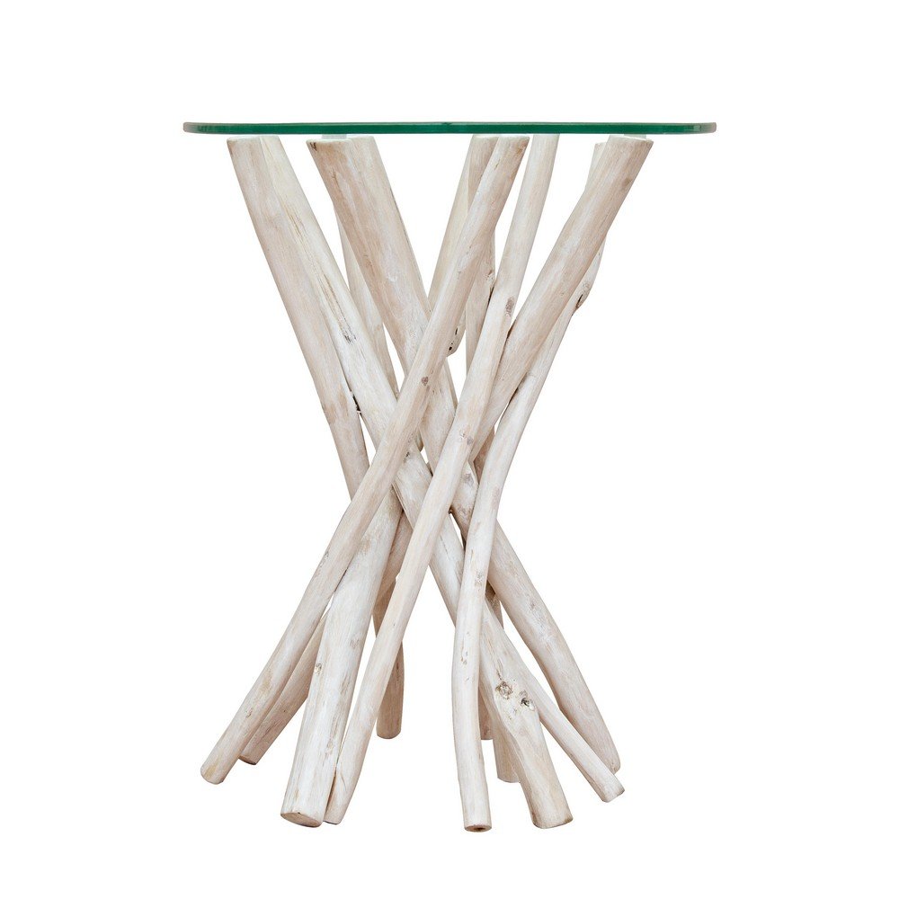 Tavolino in Teak Trasparente Stile Naturale 40 cm - KAI