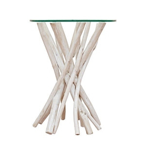 Tavolino in Teak Trasparente Stile Naturale 40 cm - KAI