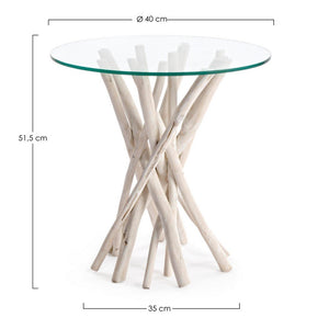 Tavolino in Teak Trasparente Stile Naturale 40 cm - KAI