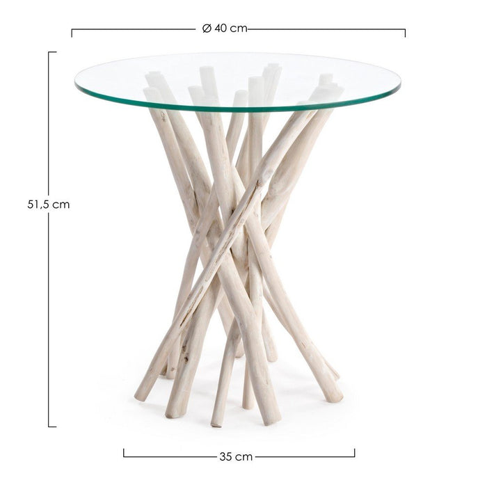 Tavolino in Teak Trasparente Stile Naturale 40 cm - KAI