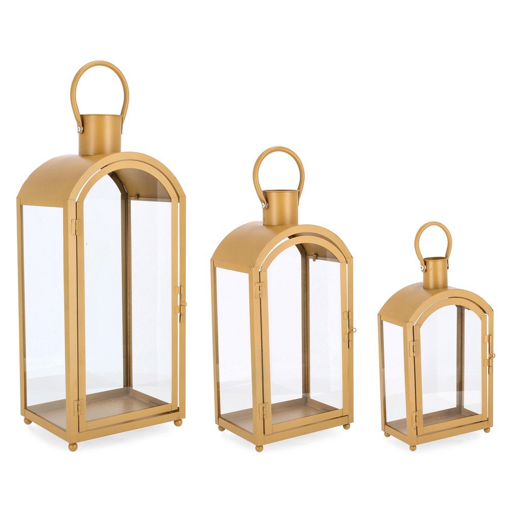 Set 2 Lanterne Metallo Giallo Moderne da Interno - JUAN