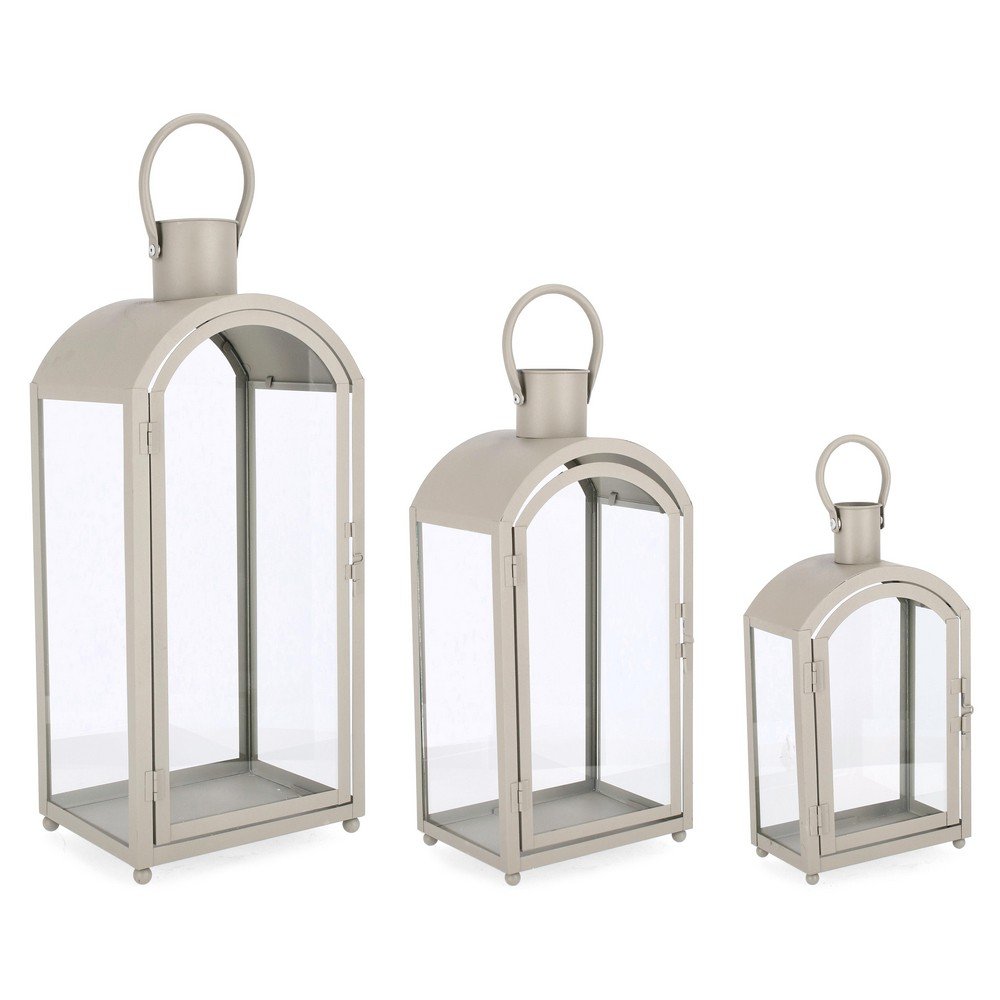 Set 2 Lanterne Metallo Grigio Moderne da Interno - JUAN