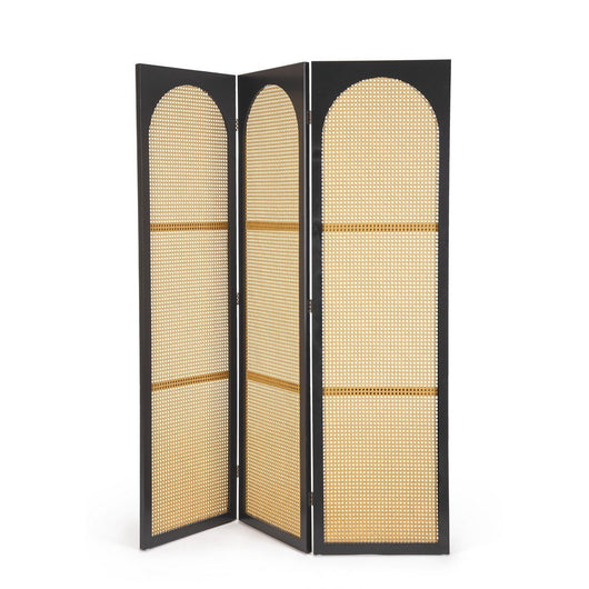 Paravento Legno Nero Stile Boho da Interno 150x180 cm - JOSIE