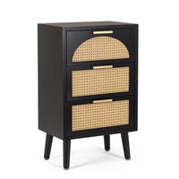 Cassettiera Legno Nero Stile Boho da Interno - JOSIE