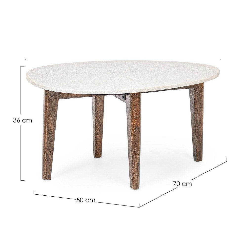 Tavolino Marmo Bianco Moderno da Interno 70x50 cm - JAXON