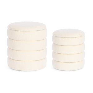 Pouf Contenitore Bouclé Bianco Moderno da Interno - JACKSON