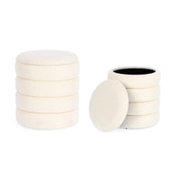 Pouf Contenitore Bouclé Bianco Moderno da Interno - JACKSON