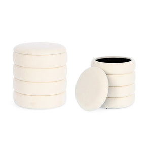 Pouf Contenitore Bouclé Bianco Moderno da Interno - JACKSON