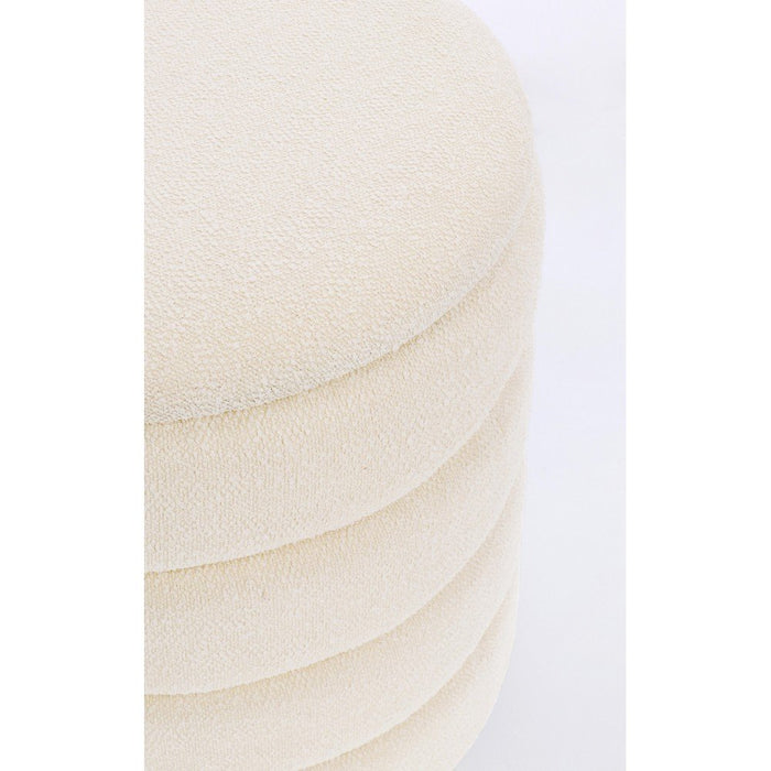 Pouf Contenitore Bouclé Bianco Moderno da Interno - JACKSON