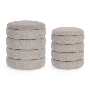 Pouf Contenitore Bouclé Grigio Moderno da Interno - JACKSON