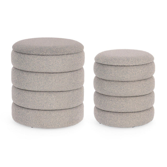 Pouf Contenitore Bouclé Grigio Moderno da Interno - JACKSON