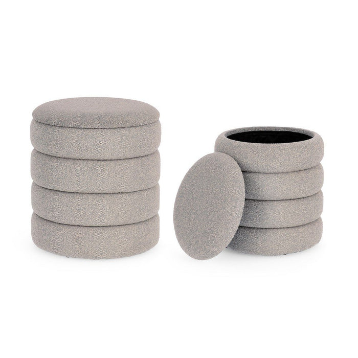Pouf Contenitore Bouclé Grigio Moderno da Interno - JACKSON