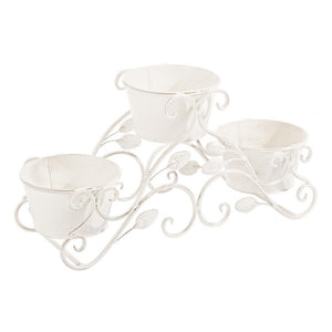 Set 2 Vasi 3 Piani Acciaio Bianco Rustico da Interno - IRENE