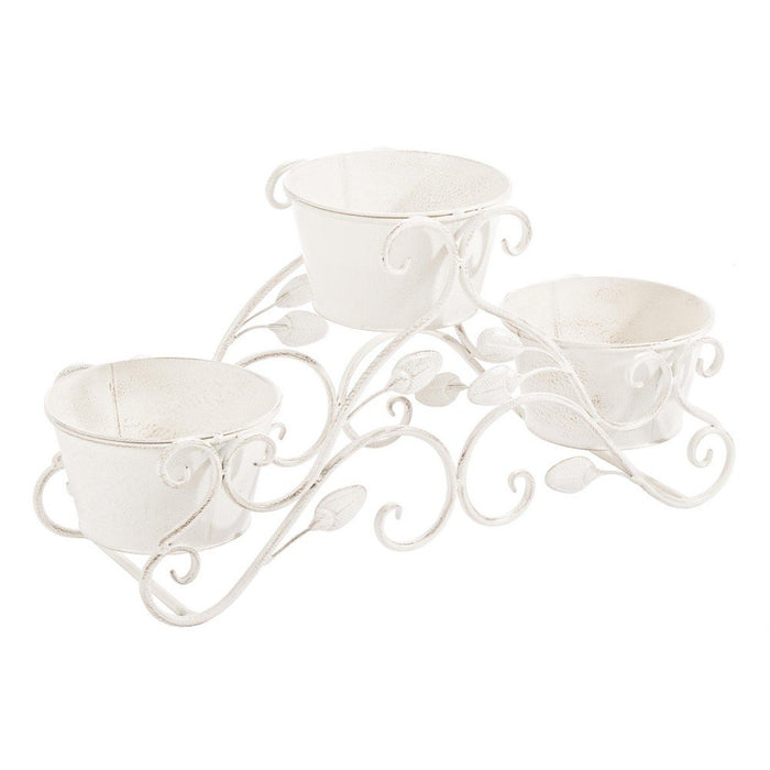 Set 2 Vasi 3 Piani Acciaio Bianco Rustico da Interno - IRENE