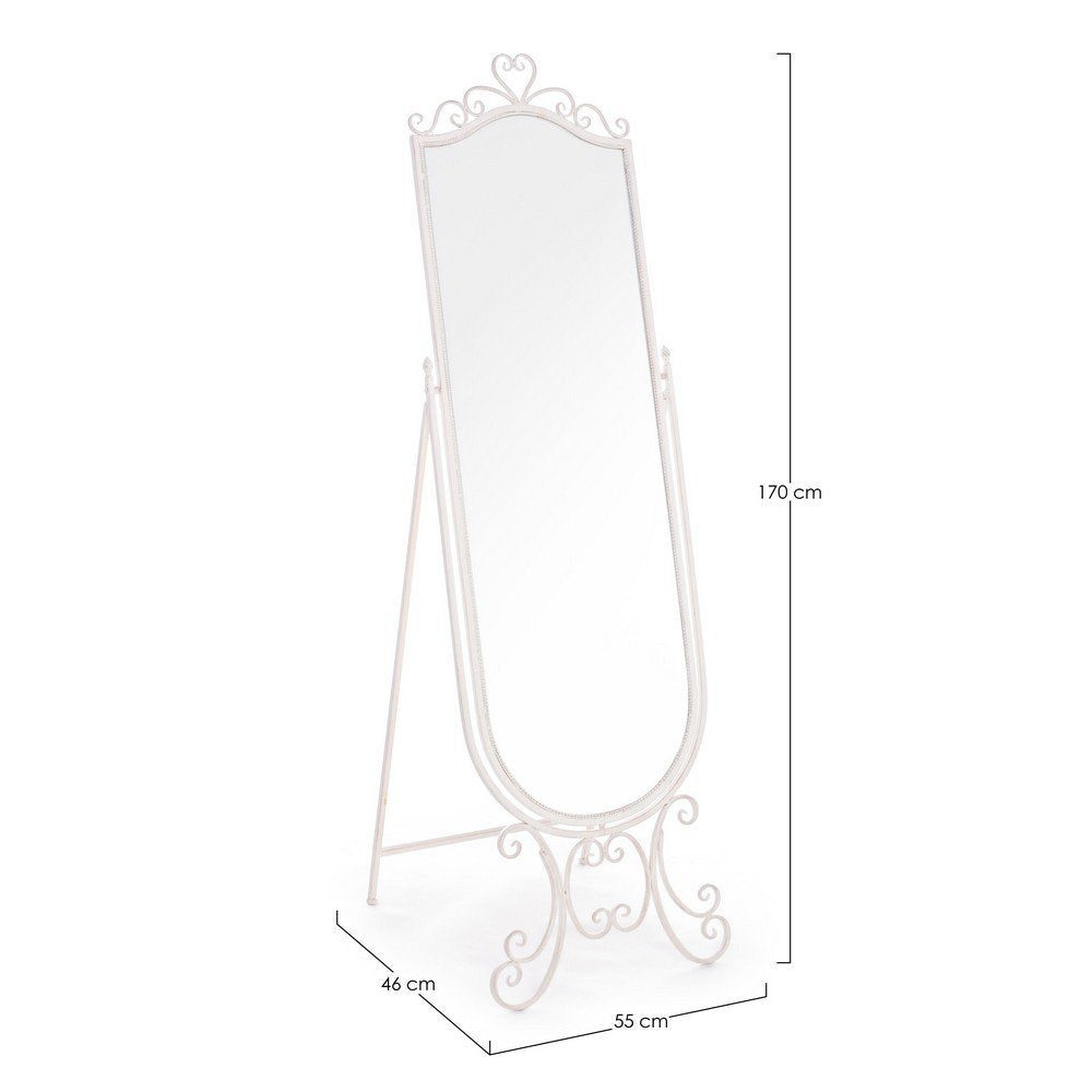 Specchio da Terra Acciaio Bianco Stile Boho da Interno - IRENE