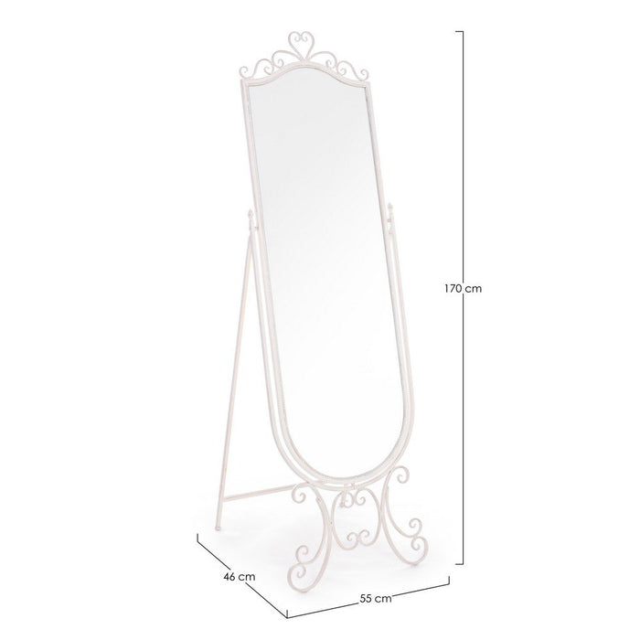 Specchio da Terra Acciaio Bianco Stile Boho da Interno - IRENE