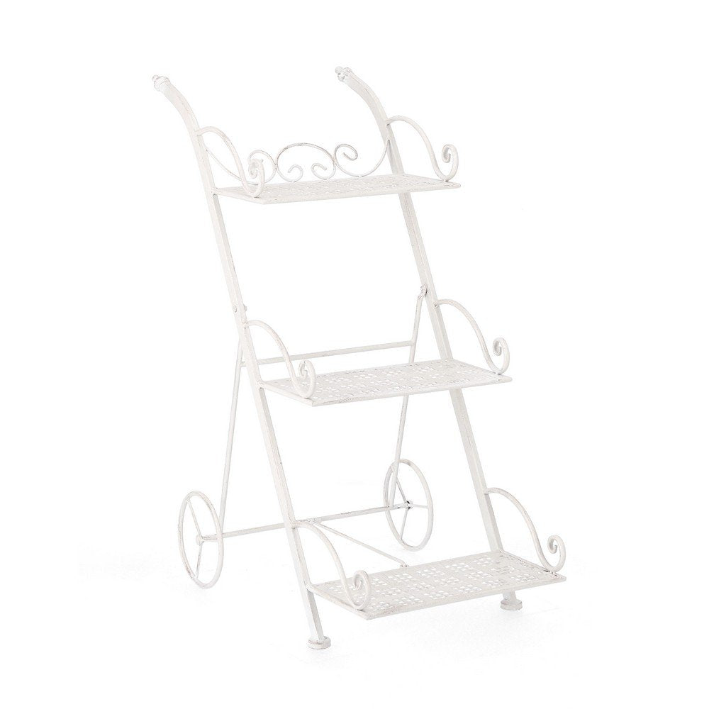 Set 4 Porta Fiori 3 Piani Acciaio Bianco Rustico da Interno - IRENE