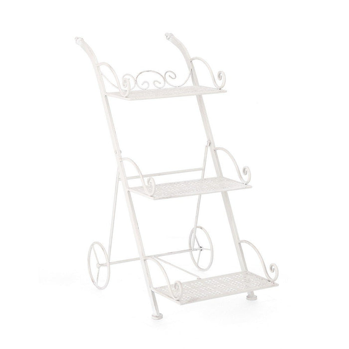 Set 4 Porta Fiori 3 Piani Acciaio Bianco Rustico da Interno - IRENE