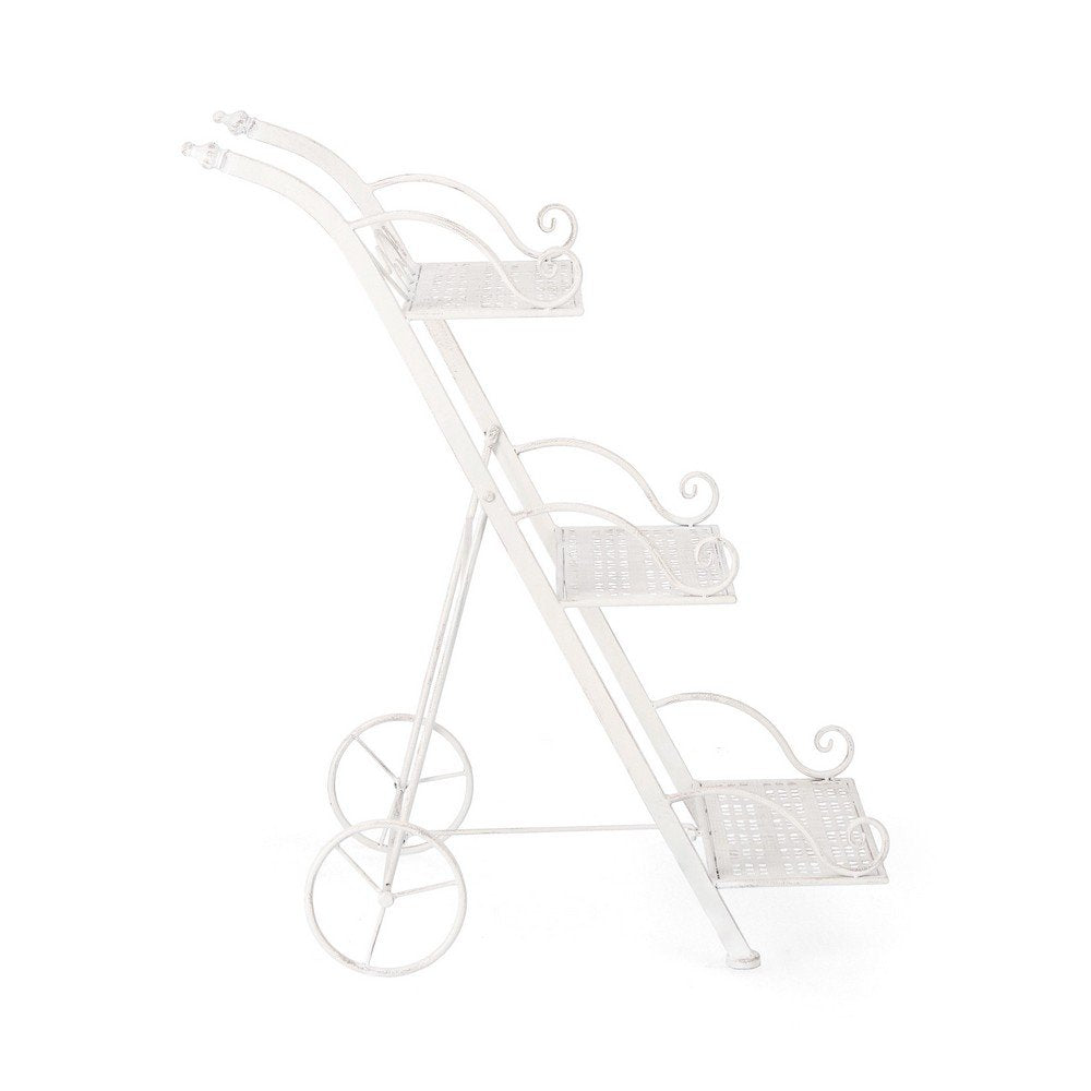 Set 4 Porta Fiori 3 Piani Acciaio Bianco Rustico da Interno - IRENE