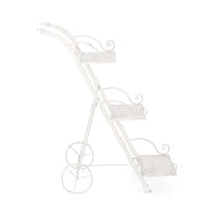 Set 4 Porta Fiori 3 Piani Acciaio Bianco Rustico da Interno - IRENE