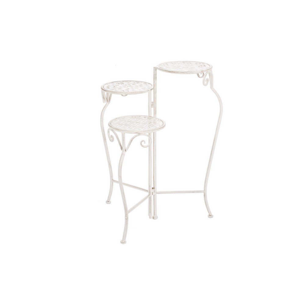 Set 2 Porta Fiore 3 Piani Acciaio Bianco Rustico H65 cm - IRENE