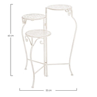 Set 2 Porta Fiore 3 Piani Acciaio Bianco Rustico H65 cm - IRENE