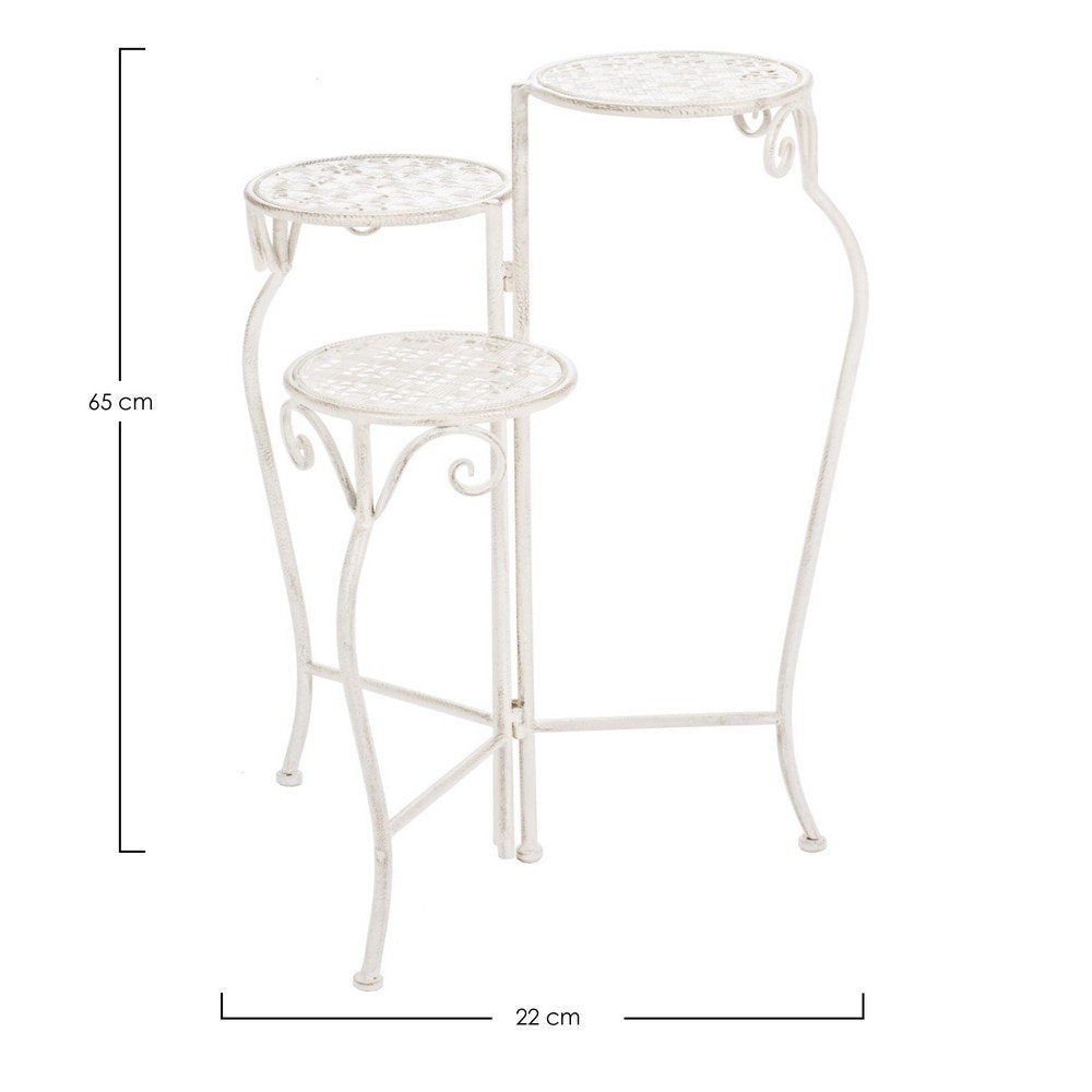 Set 2 Porta Fiore 3 Piani Acciaio Bianco Rustico H65 cm - IRENE