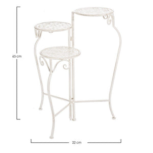 Set 2 Porta Fiore 3 Piani Acciaio Bianco Rustico H65 cm - IRENE