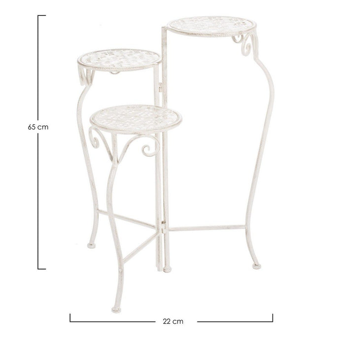 Set 2 Porta Fiore 3 Piani Acciaio Bianco Rustico H65 cm - IRENE