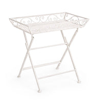 Set 2 Tavolini Rettangolari Acciaio Bianco Stile Rustico - IRENE