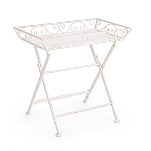 Set 2 Tavolini Rettangolari Acciaio Bianco Stile Rustico - IRENE